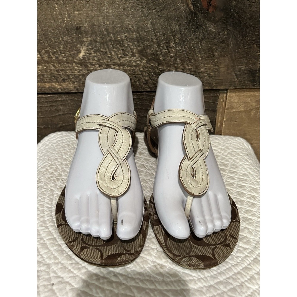 Coach Gold Metallic Braided Thong‎ Sandals Rebecka A8034 Ladies 8.5B